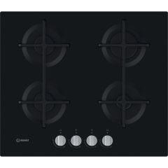 Indesit ING61TBK 60cm 4 Burner Gas on Glass Hob - Black